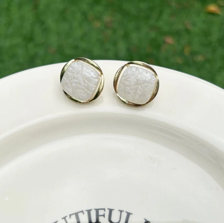 Work Place Wonders White Stud Earrings