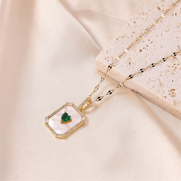 Emerald Green Heart Pendant Necklace