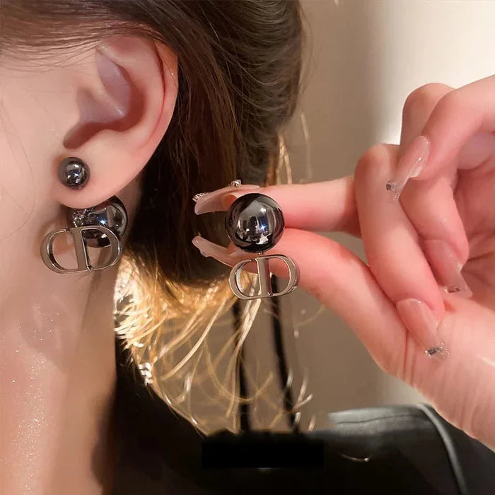 CD Black Color Pearl Earrings