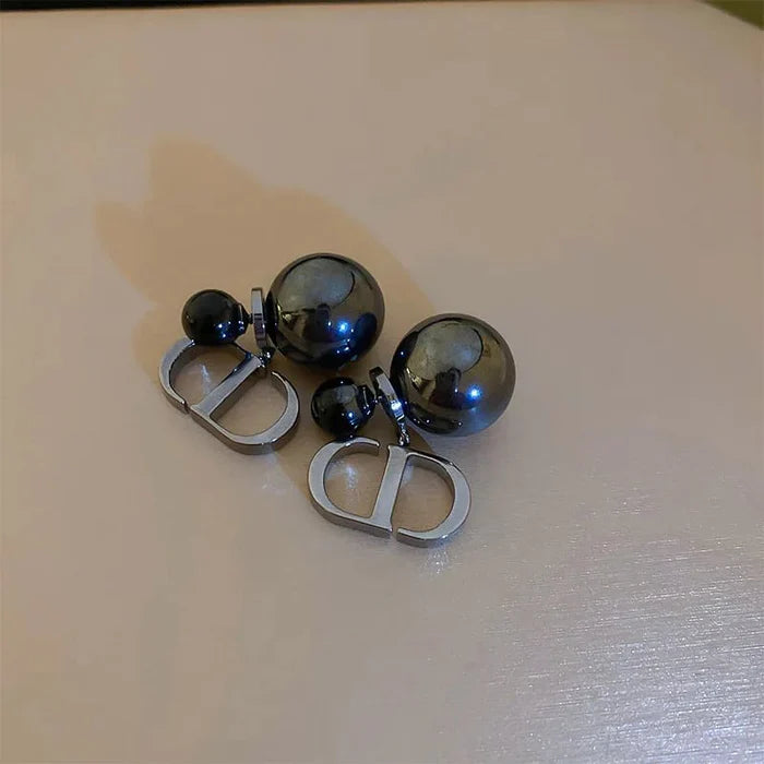 CD Black Color Pearl Earrings
