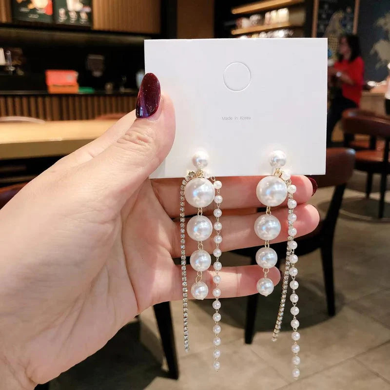 Pearl Long Drop Earrings