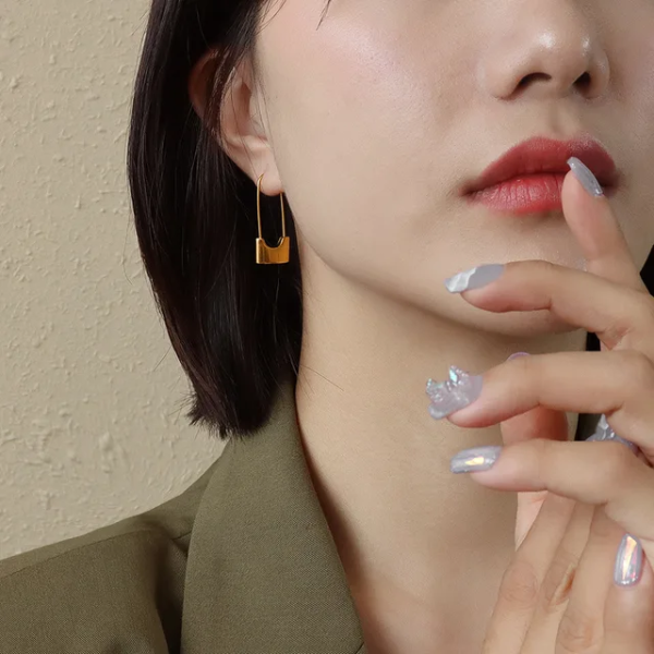 18K Gold Plated Safety Pin Earrings