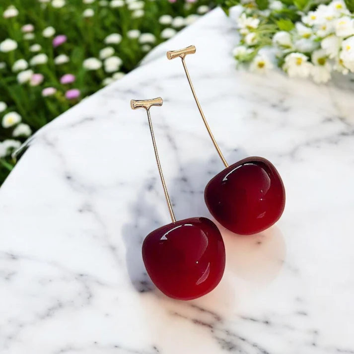 Red Cherry Statement Earrings