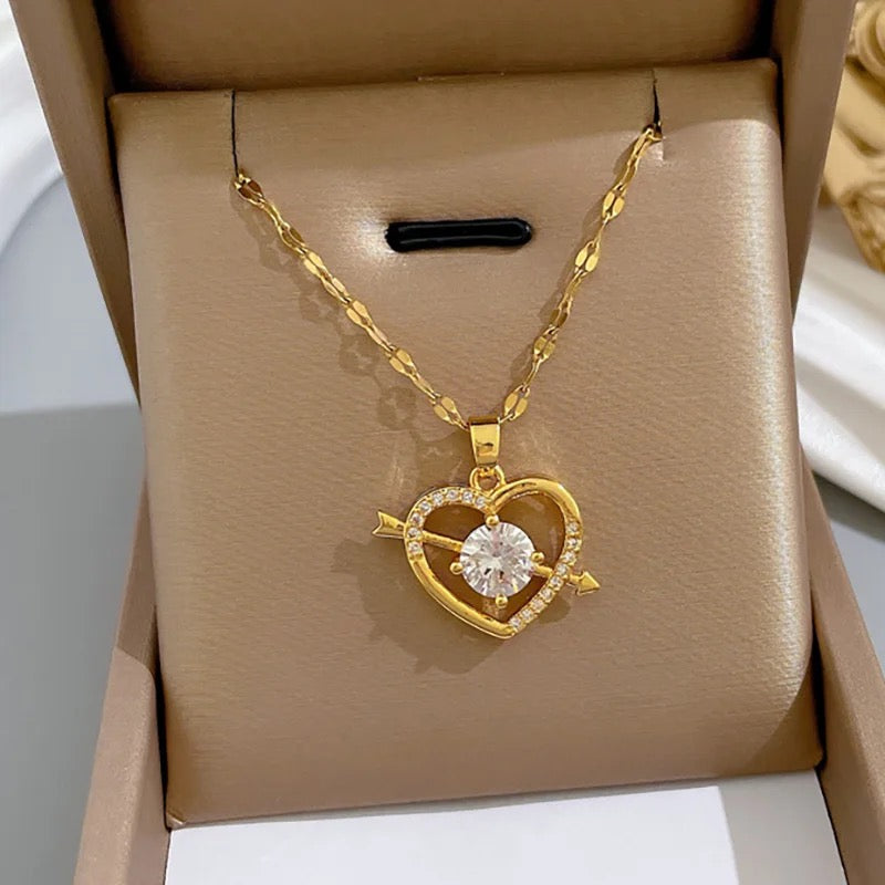Golden Cupid Arrow Pendant Necklace