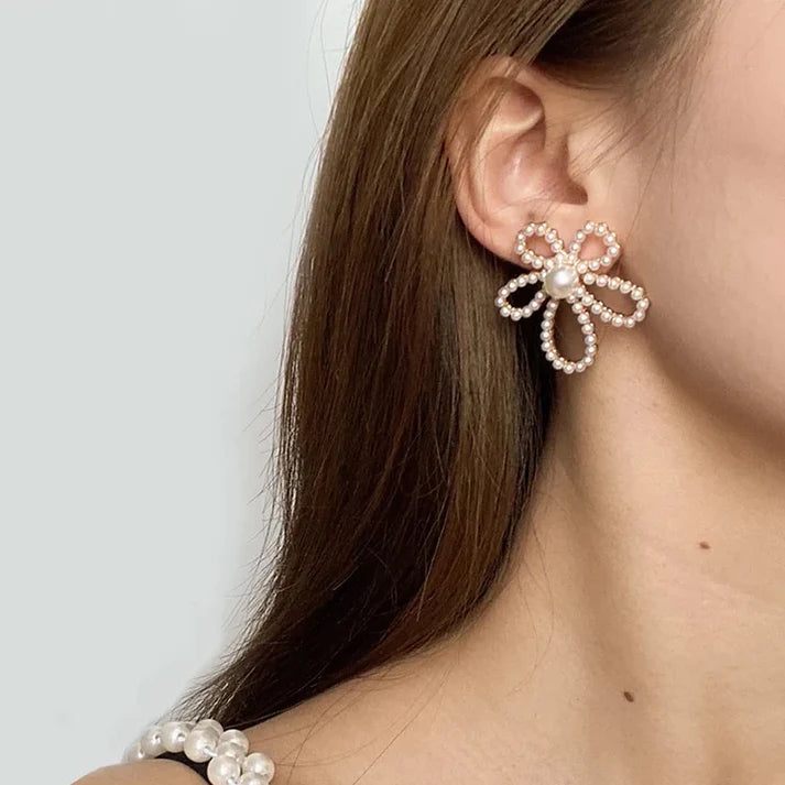 Pearl Blossom Flower Earrings