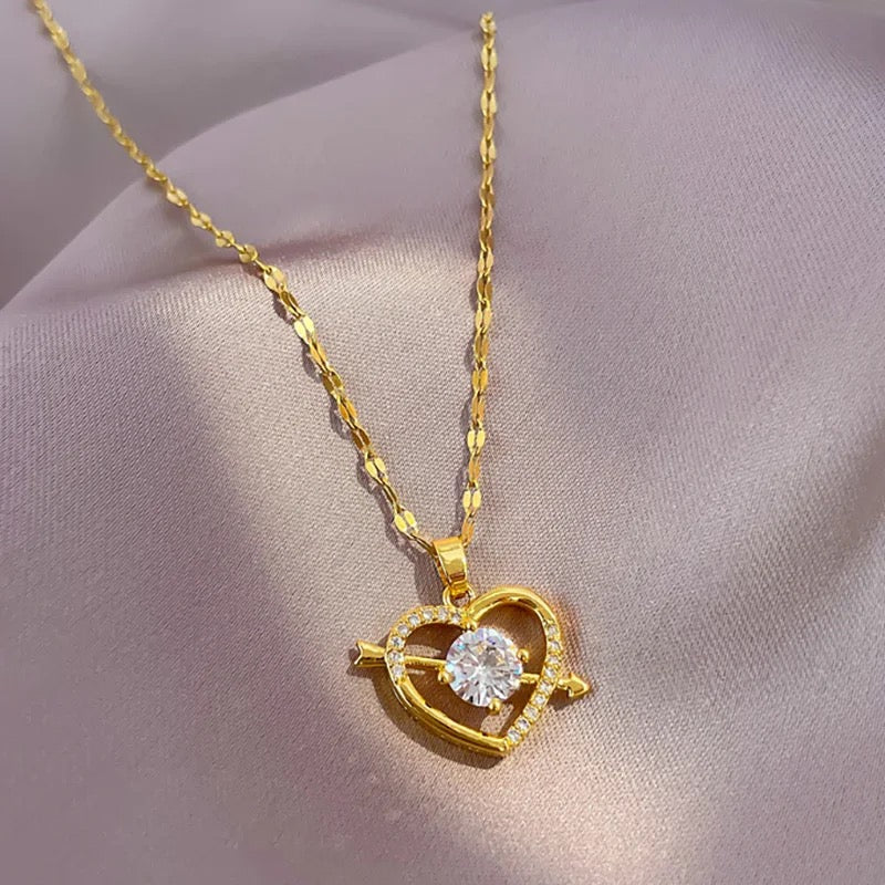 Golden Cupid Arrow Pendant Necklace