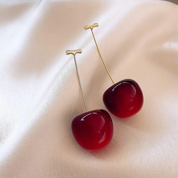 Red Cherry Statement Earrings