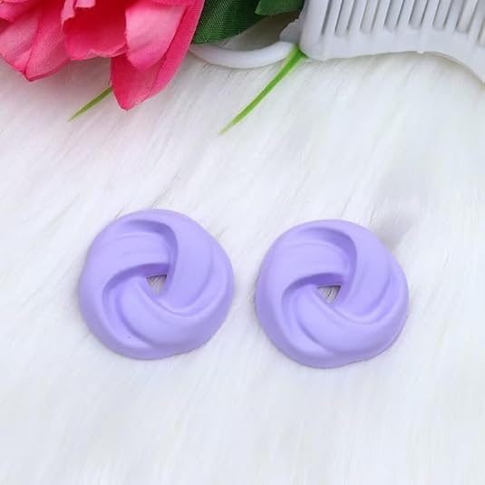Lavender Round Statement Stud Earrings