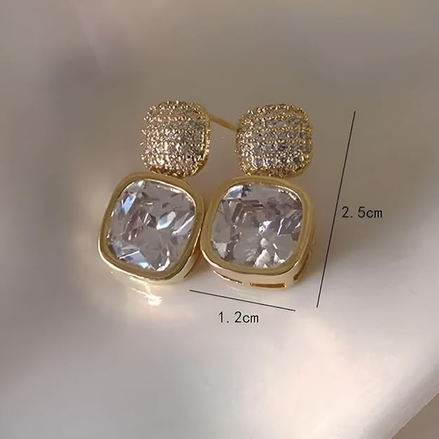 Geometric Shiny Square Drop Earrings