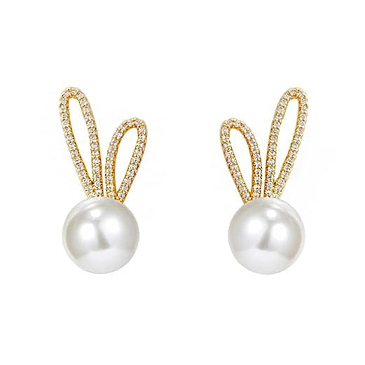 Bunny Ear Pearl Stud Earrings