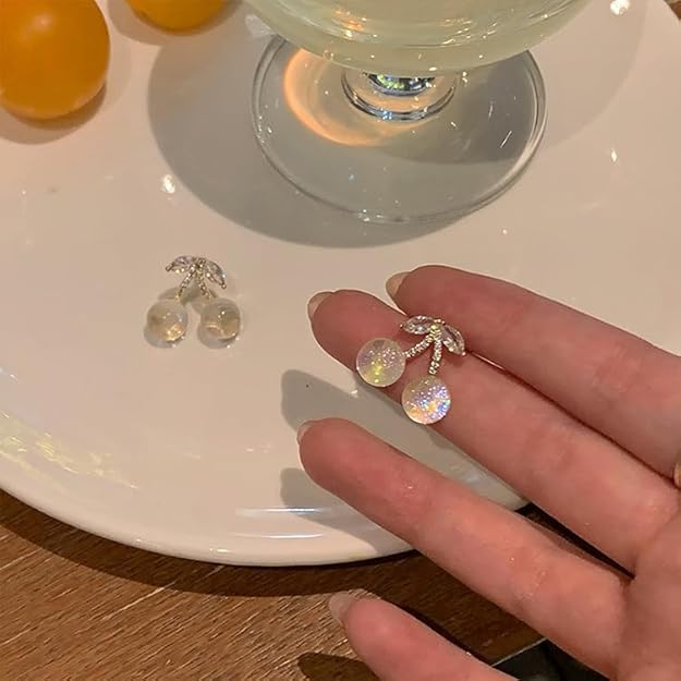 Cherry Moonstone Stud Earrings