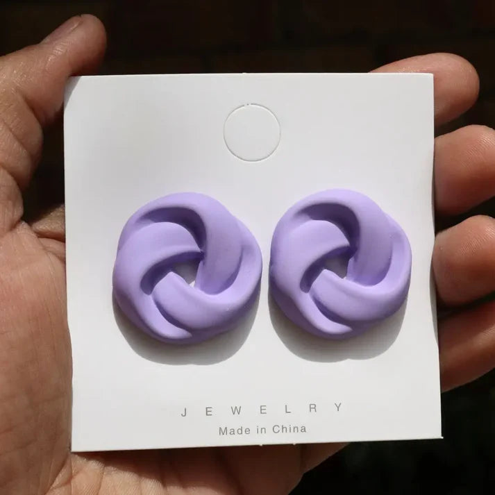 Lavender Round Statement Stud Earrings