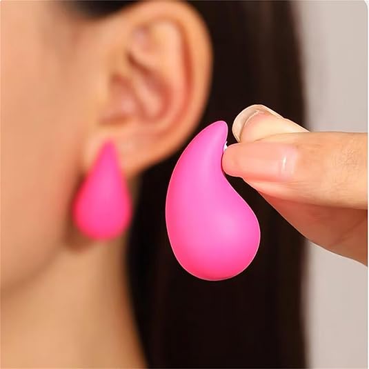Pink Tear Drop Stud Earrings