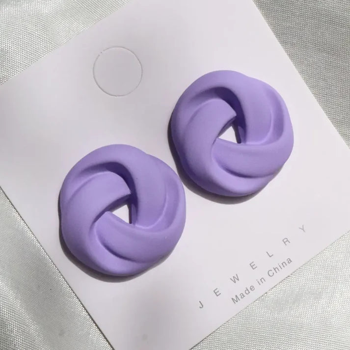 Lavender Round Statement Stud Earrings
