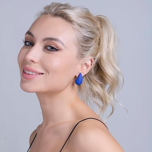 Royal Blue Tear Drop Stud Earrings