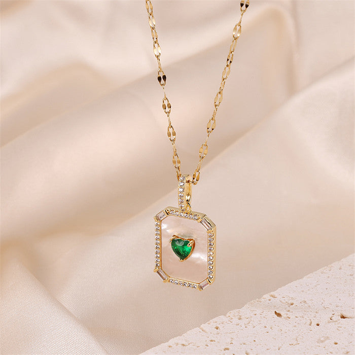 Emerald Green Heart Pendant Necklace