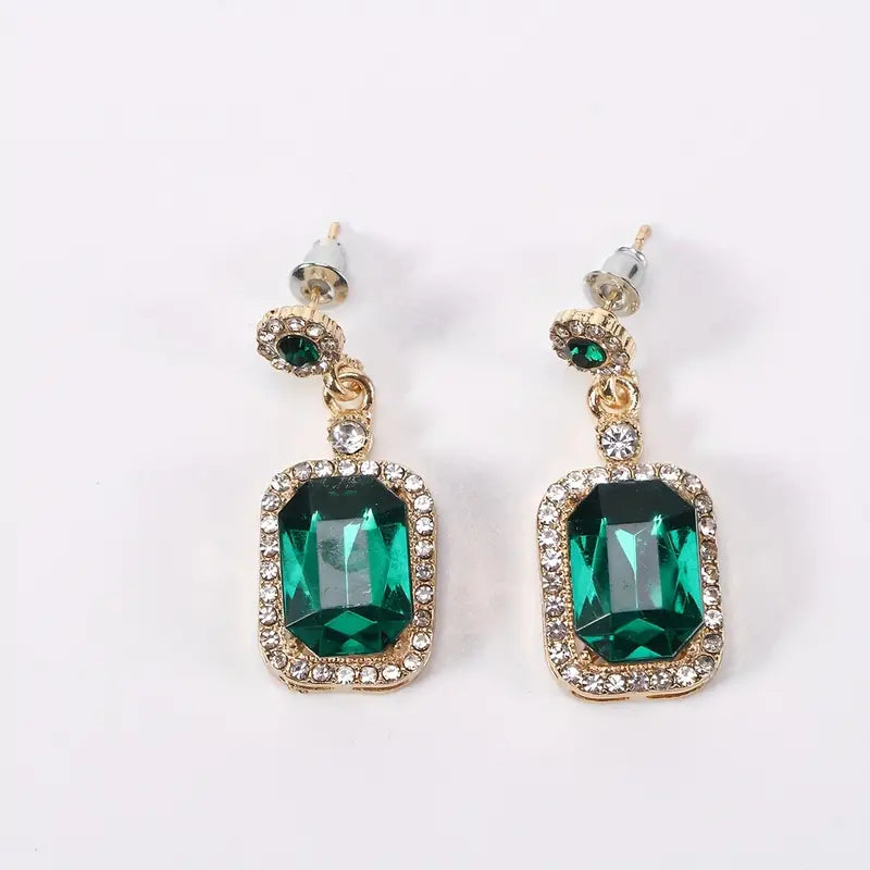 Green Stone Golden Zircona studded Earrings