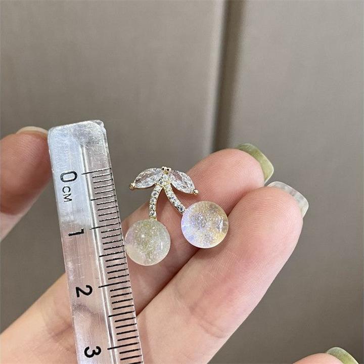 Cherry Moonstone Stud Earrings