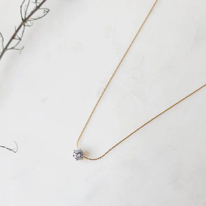 Golden Chain Round Solitaire Necklace