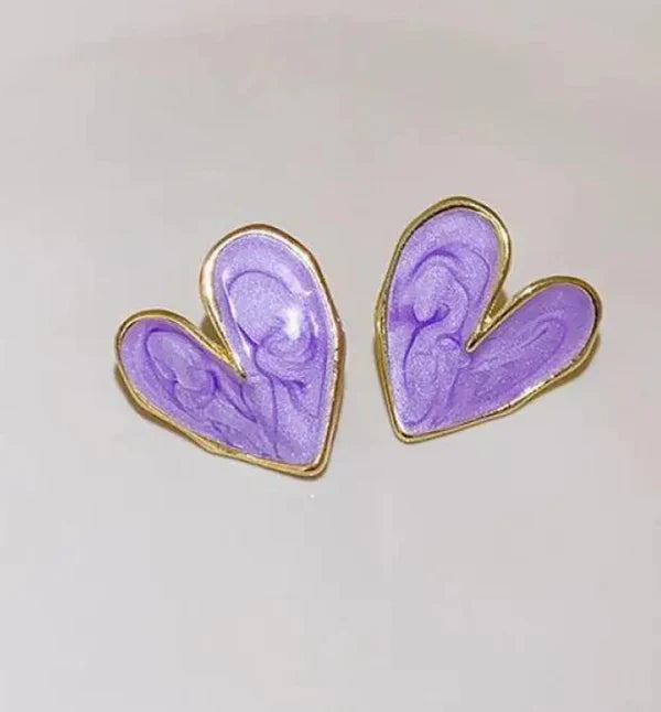 Heart Shape Enamel Stud Earrings