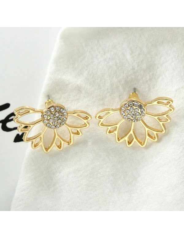 Floral Ear Cuff With AD Pin Stud Earrings