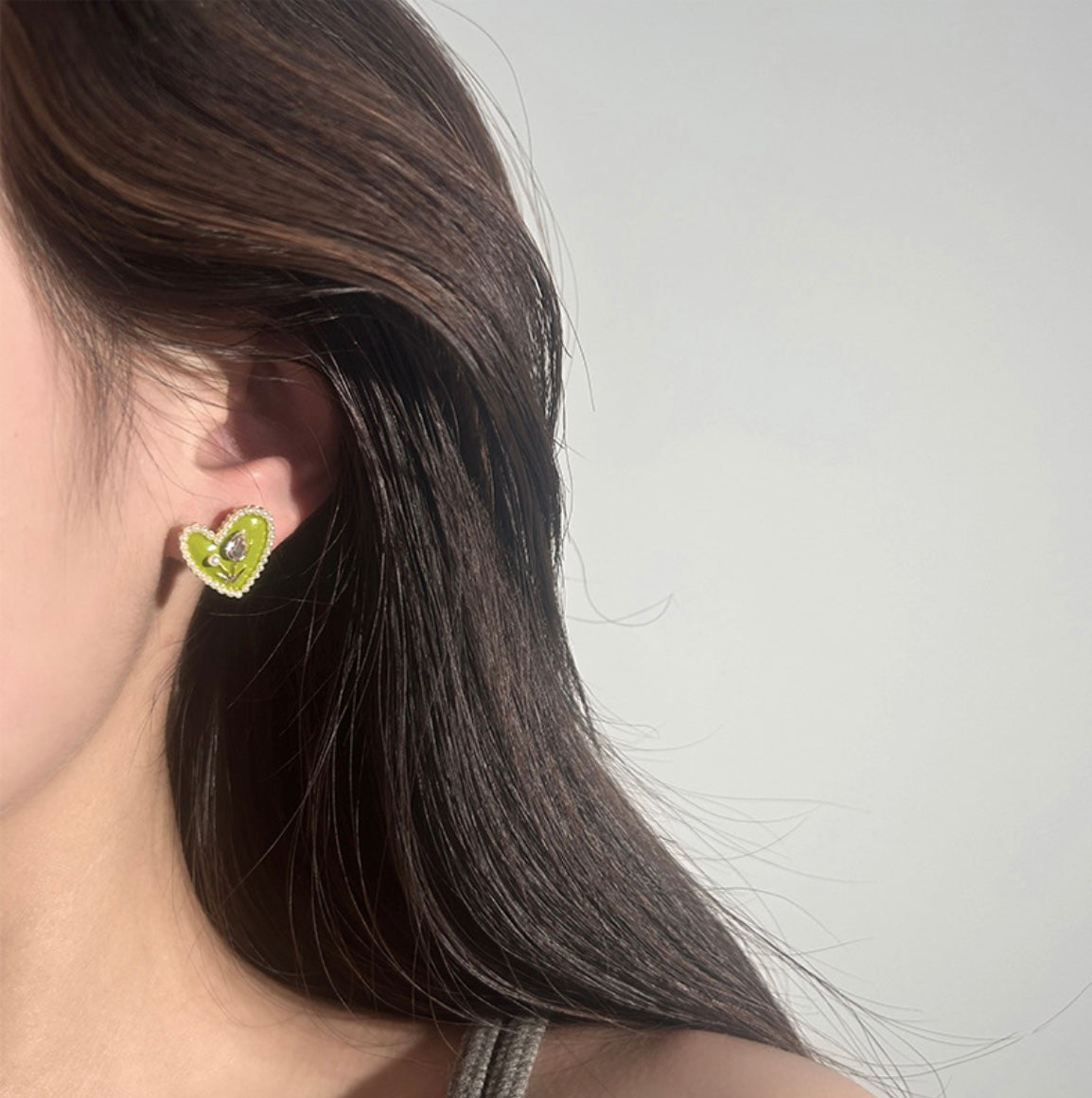 Green Heart Earrings