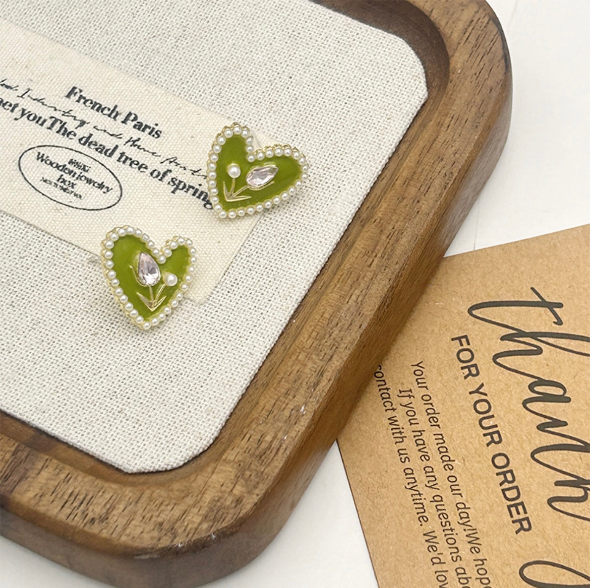 Green Heart Earrings