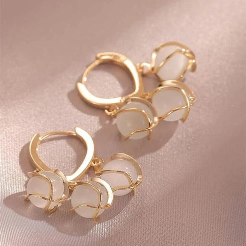 Crystal Opal Hoop Earrings