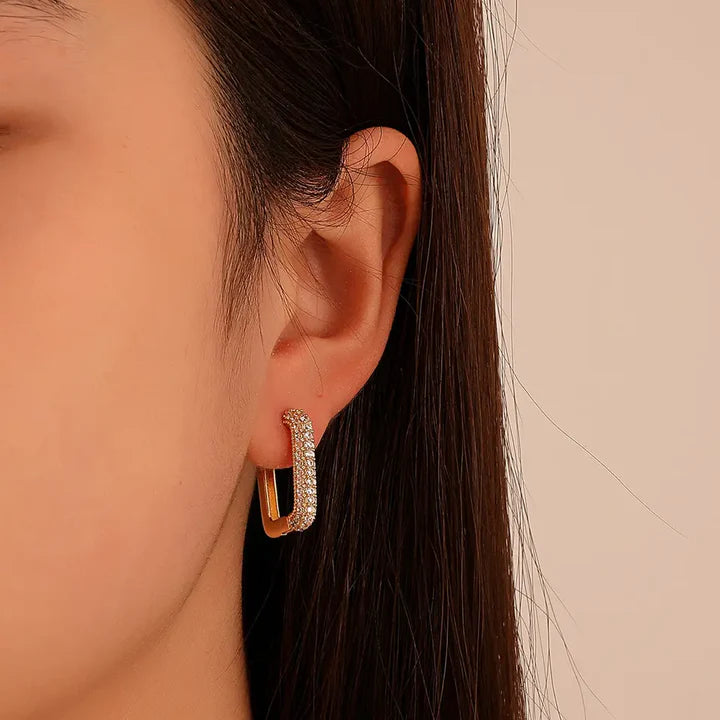 BLING HOOPS 18K GOLD PLATED ZIRCON EARRINGS