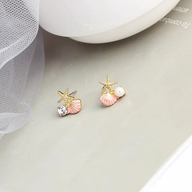 Starfish Shell Stud Earrings