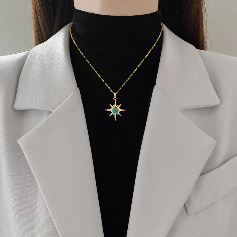 Dreamy Universe Moon Stainless Steel Blue Necklace