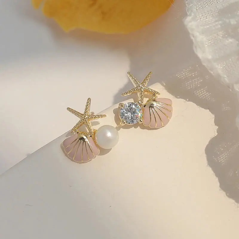Starfish Shell Stud Earrings