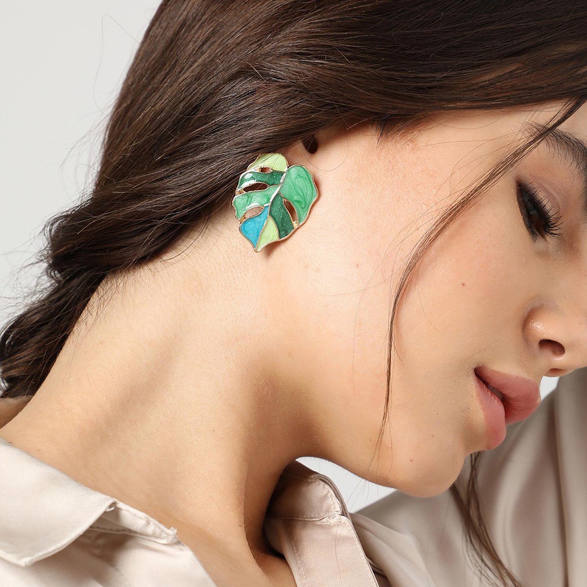 Leaf Shaped Stud Earrings