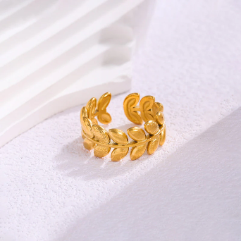 Elegant Leafy Band AdjustableRing