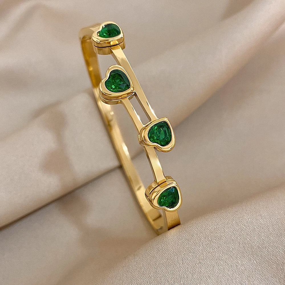 Emerald Green Heart Bracelet