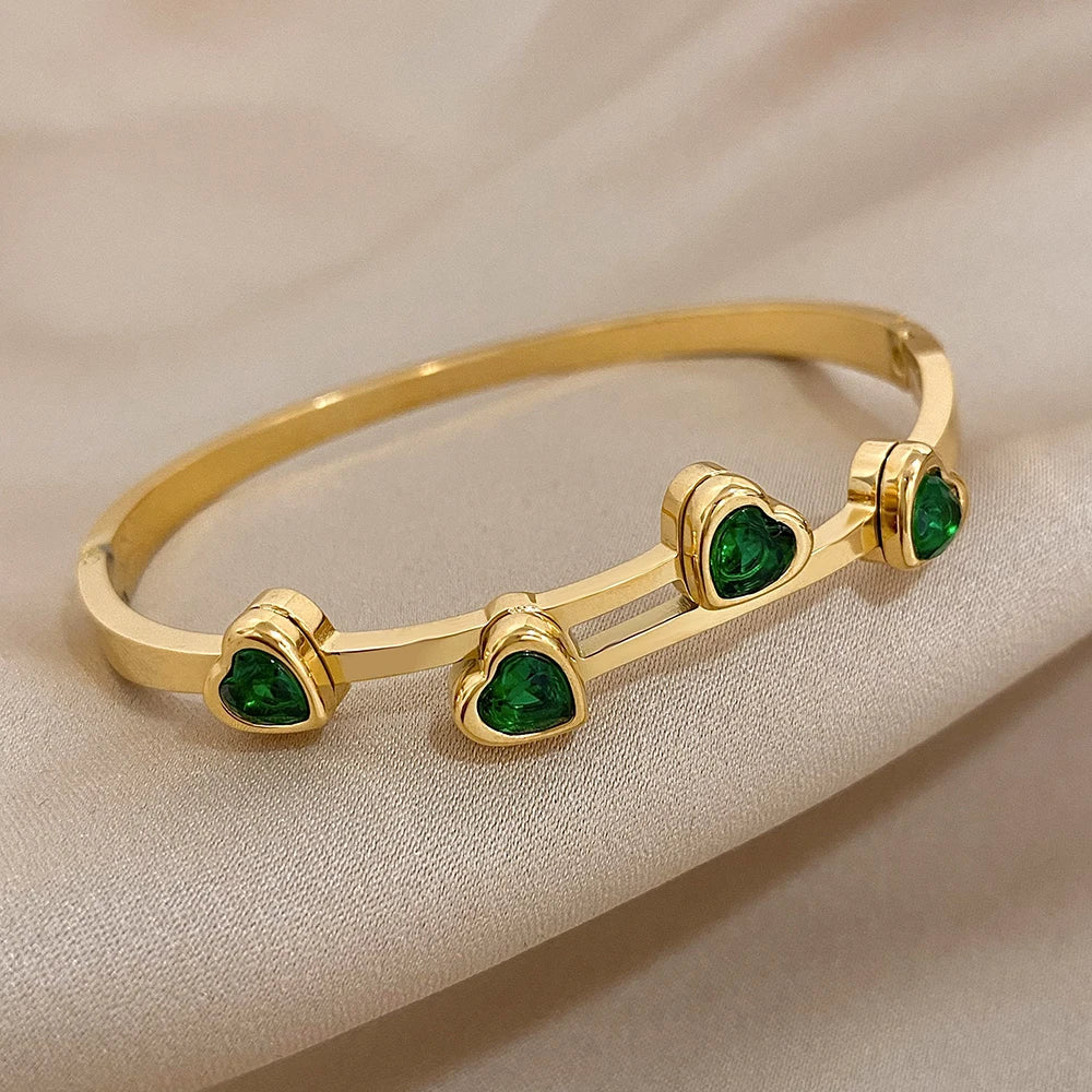 Emerald Green Heart Bracelet
