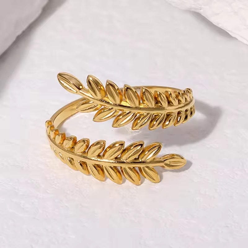 GOLDEN LEAF 18K GOLD PLATED RING