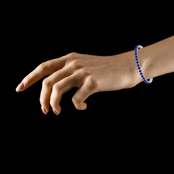 Silver Plated Round Cut Cubic Zirconia Blue Anti Tarnish Tennis Bracelet