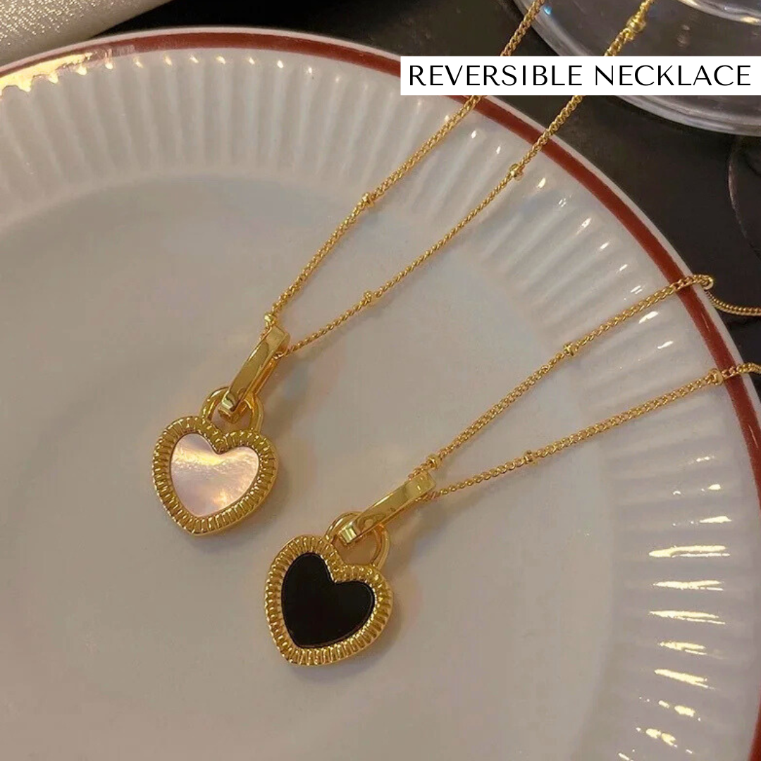 Versatile 18k Gold Plated Reversible Heart Necklace