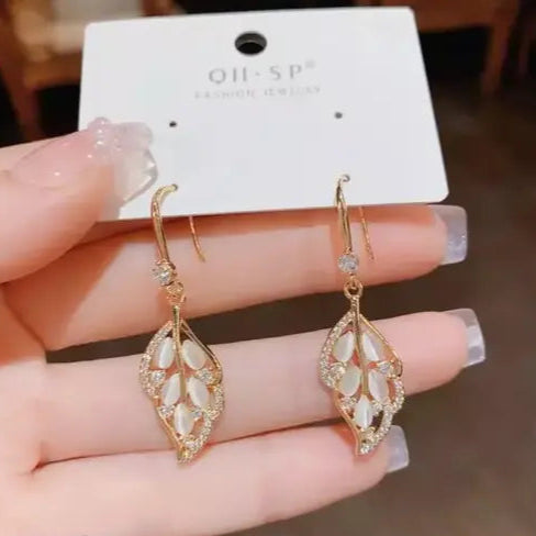 Elegant Leaf Charm Earrings