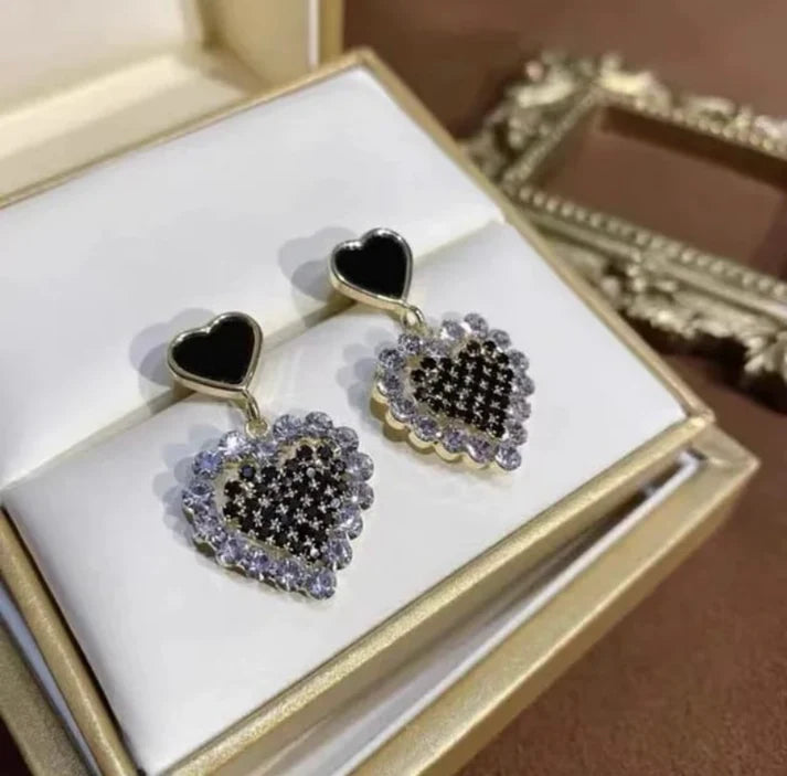 Stone Studded Heart Earrings