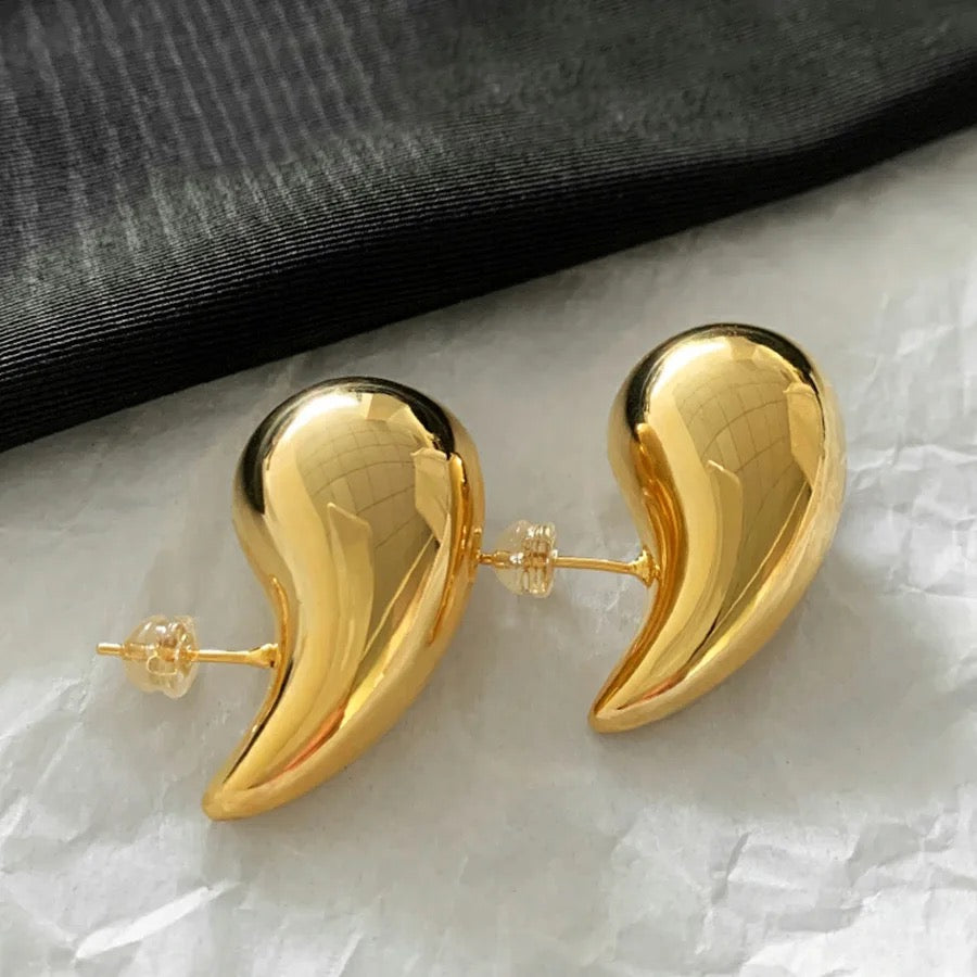 Gold Drop Luxe Stud Earrings