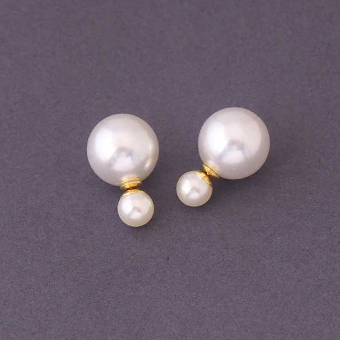 Double Pearl Stud Earrings