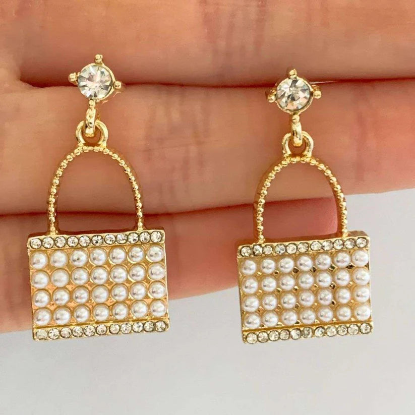 White Pearl Clutch Earrings