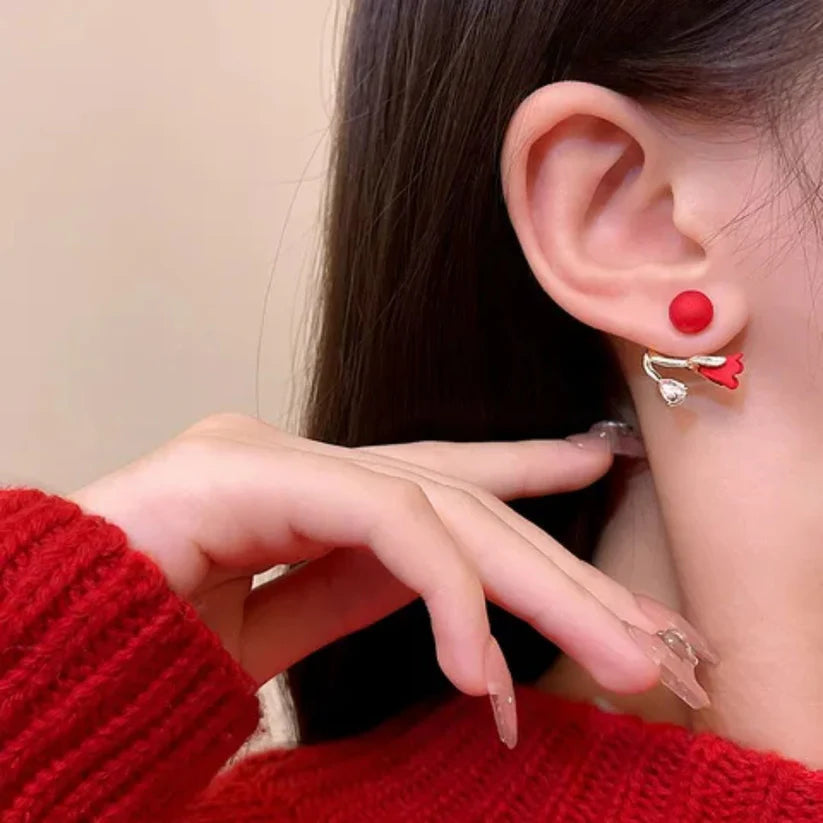 Red Tulip Perky Pearl Earrings