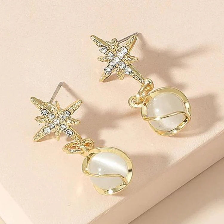 Gold Plated Contemporary Drop Earrings