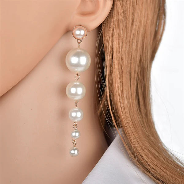 Elegant Big Pearl Long Earrings