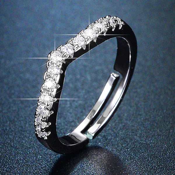 Silver-Plated AD-Studded Ring