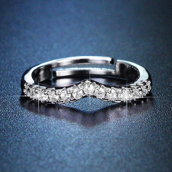 Silver-Plated AD-Studded Ring