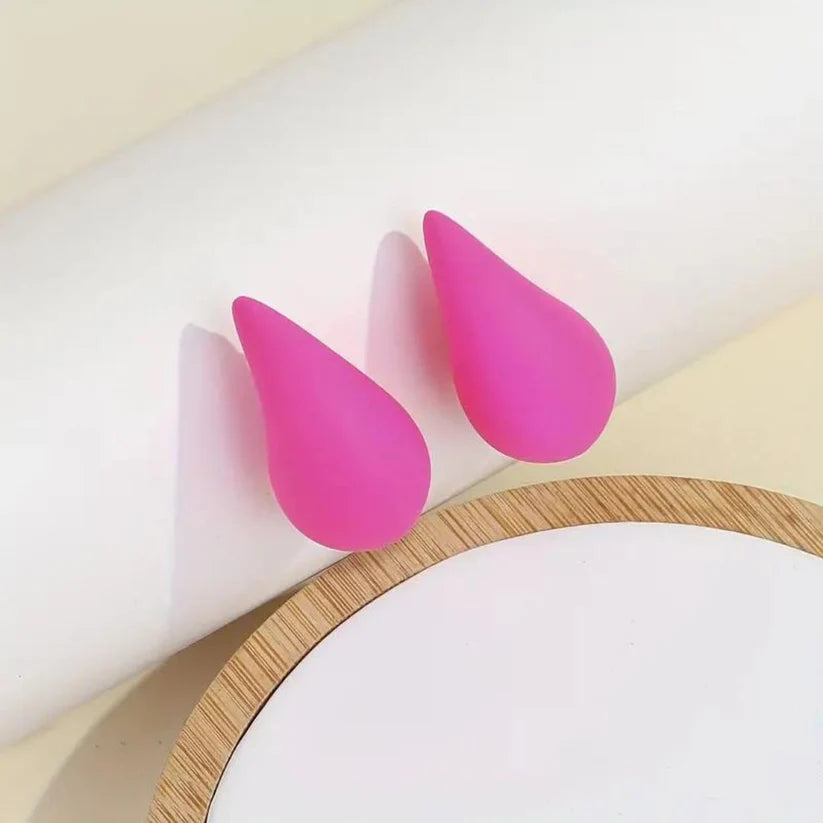 Pink Tear Drop Stud Earrings